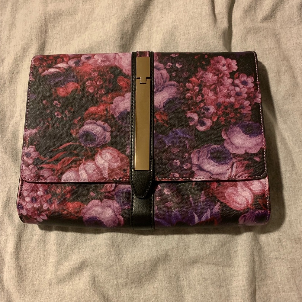 Gorgeous lilac and purple flower print clutch bag